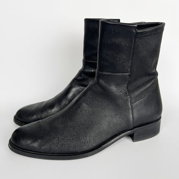 Stuart Weitzman Sleek Black Leather Booties - Picture 4 of 11